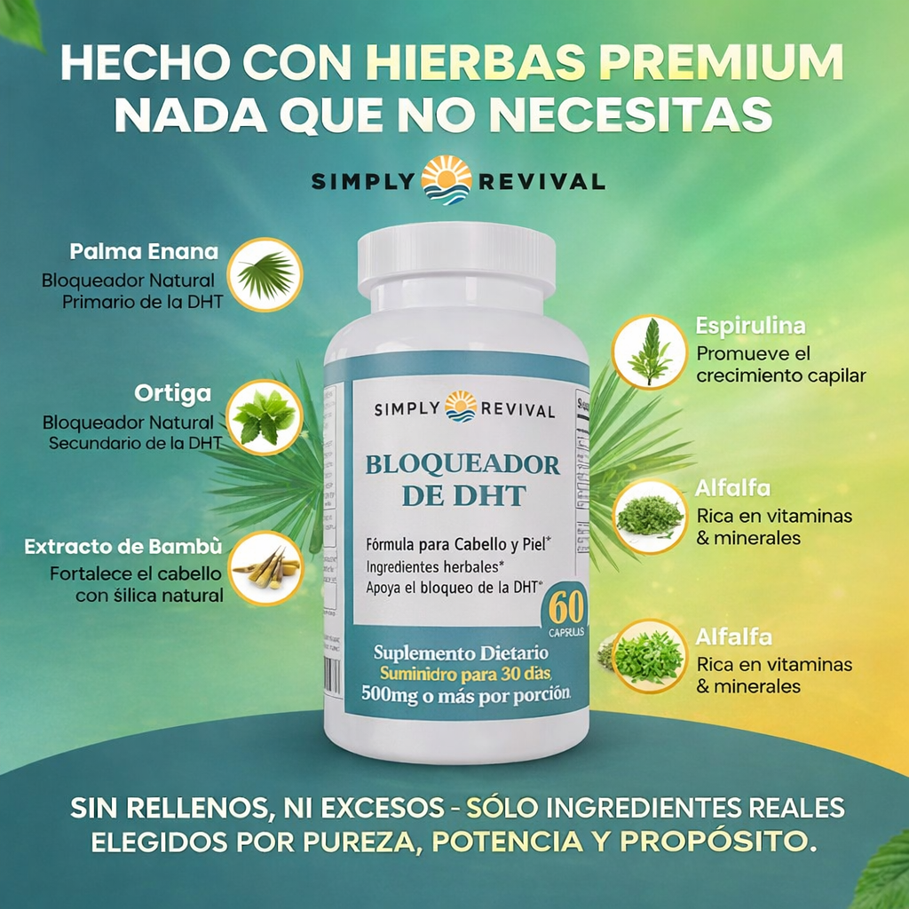 BLOCKER DHT Bloquea el DHT aportando nutrientes clinicos para el crecimiento veloz del cabello